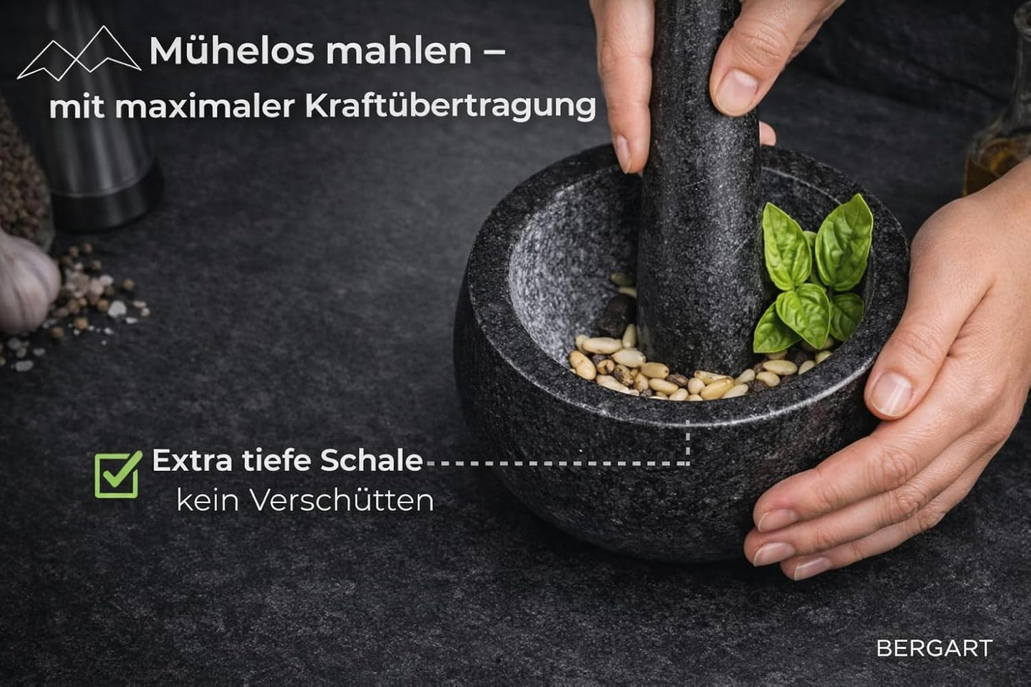 Granit-Mörser mit Stössel