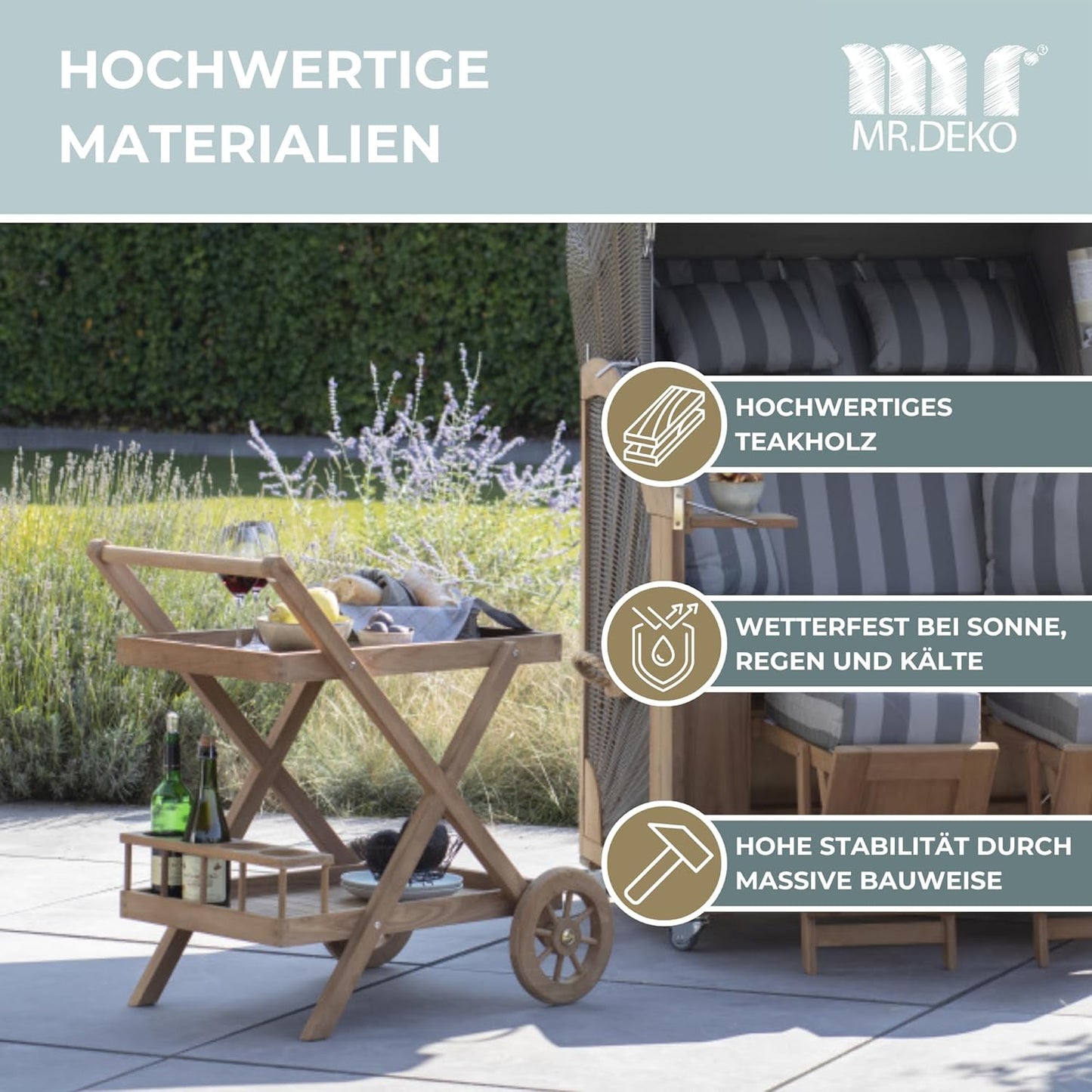 Servierwagen Chester aus Teakholz