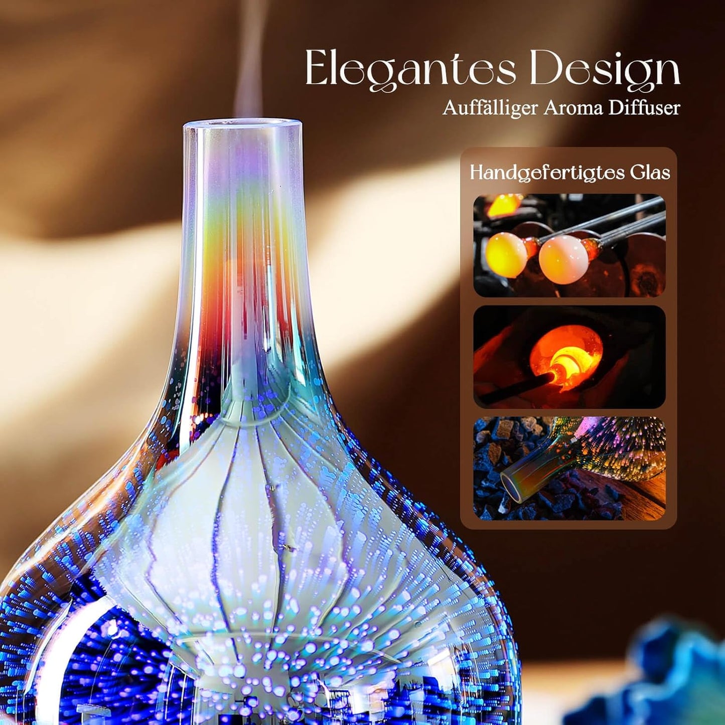 Aroma Diffuser & Luftbefeuchter mit 3D-Effekt, Silver