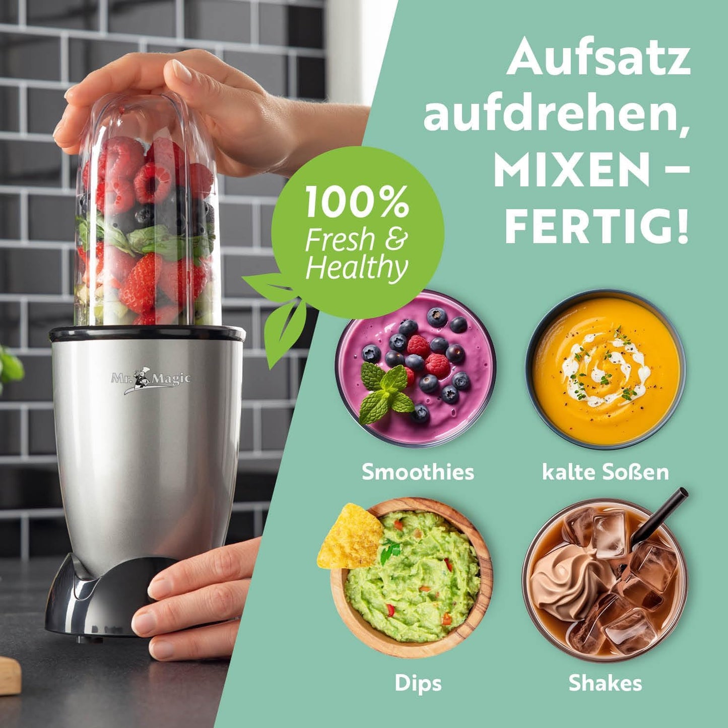 Mr. Magic Mixer-Set, Mr. Magic 2.0 | 400W | XL-Set Silber-schwarz | 400 W Gs | L-set