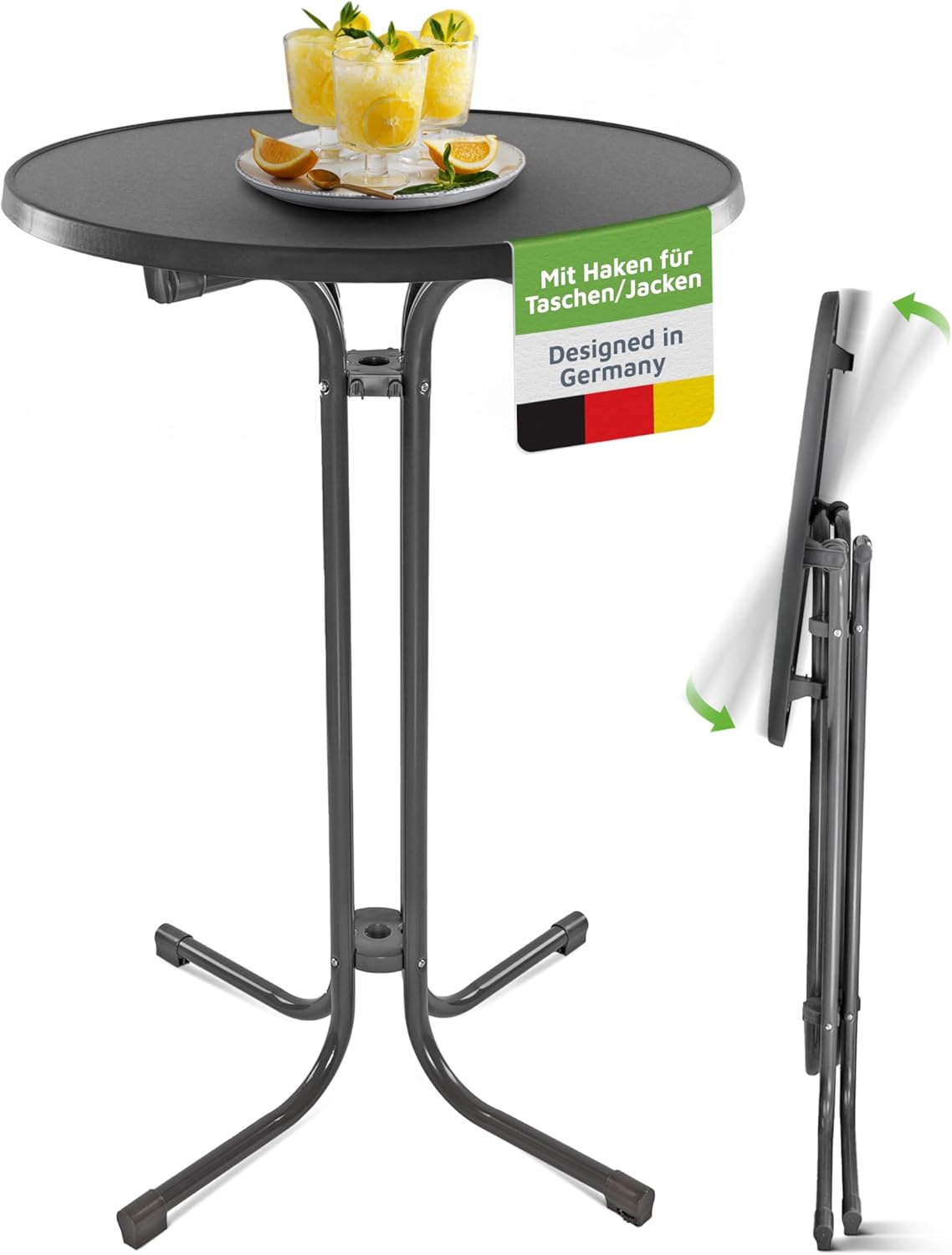 Klappbarer Stehtisch Nico, Anthrazit Ø 70