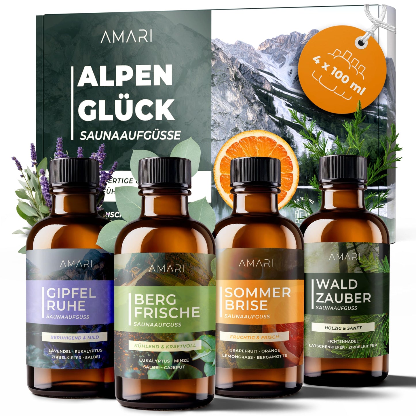 Saunaaufguss-Set Alpenglück, Set Alpenglück