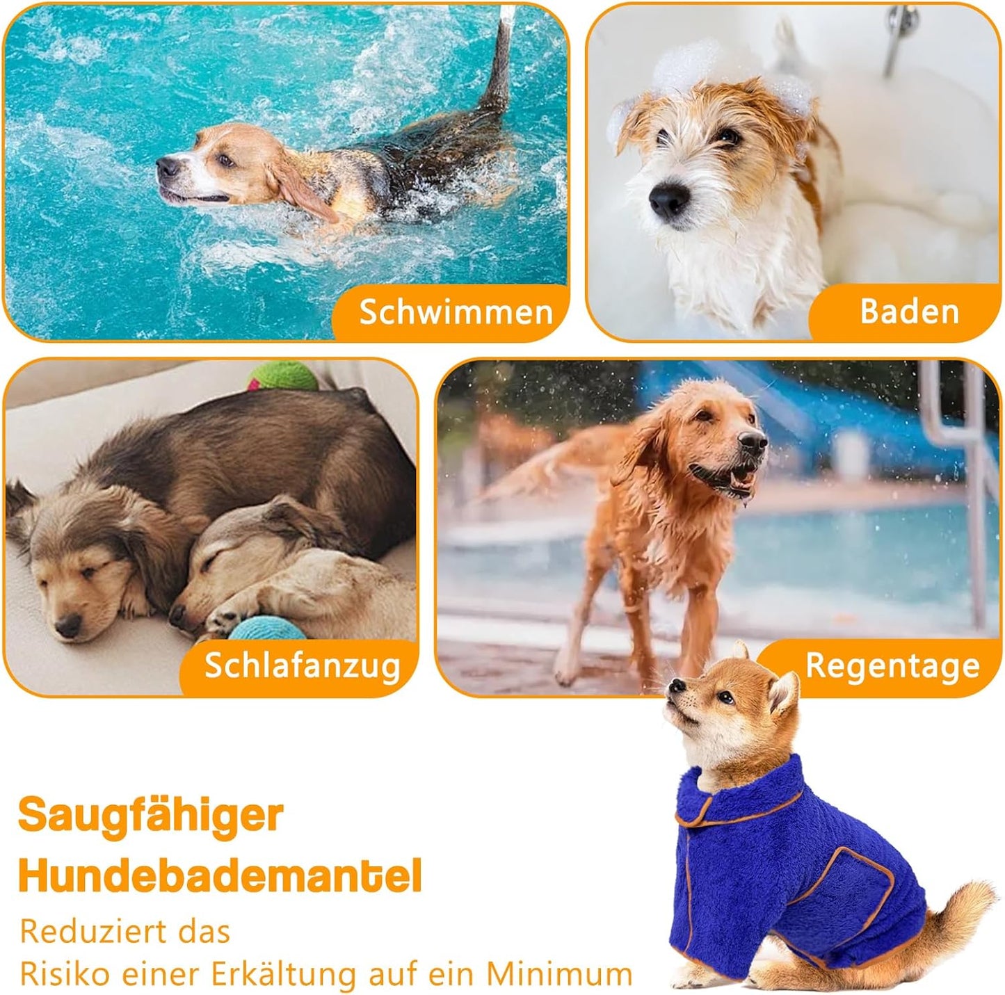 Hundebademantel mit Klettverschluss, S