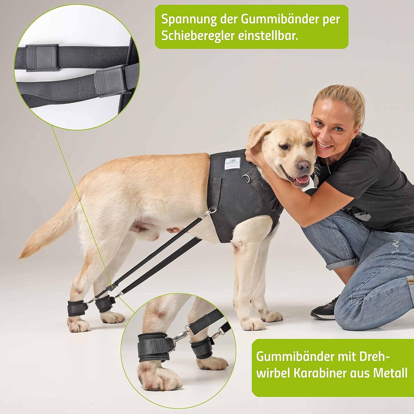 Brust-, Reha- & Trainingsgeschirr für Hunde mit Gelenkproblemen, XS, Schwarz