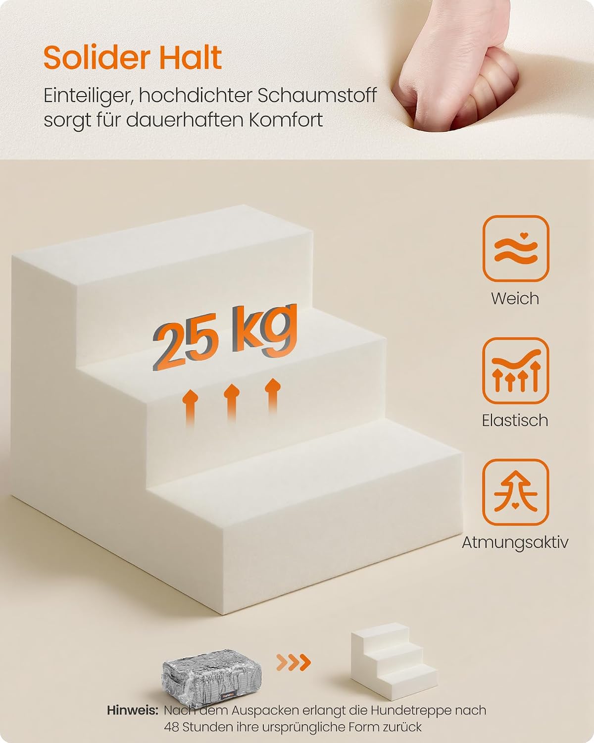 Haustiertreppe mit 3 Stufen, Bleigrau 3 Stufen (46T cm)