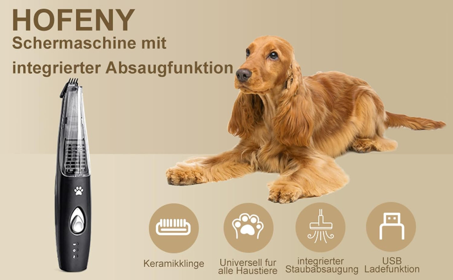 Pfotentrimmer mit Staubsauger für Haustiere