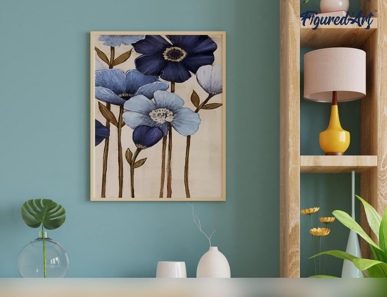 Malen nach Zahlen Set Blaue Blüten, Blaue Blüten 40x50cm Mit Keilrahmen (nicht gespannt)