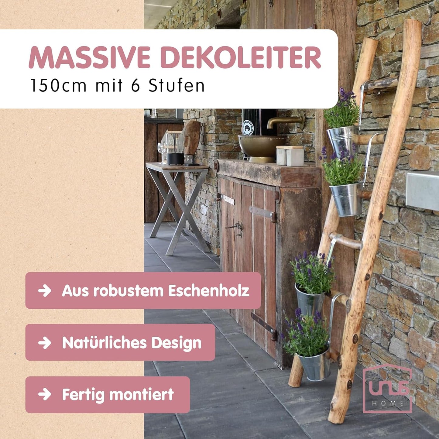 Handtuchleiter mit 6 Stufen, Old Look / 150 cm