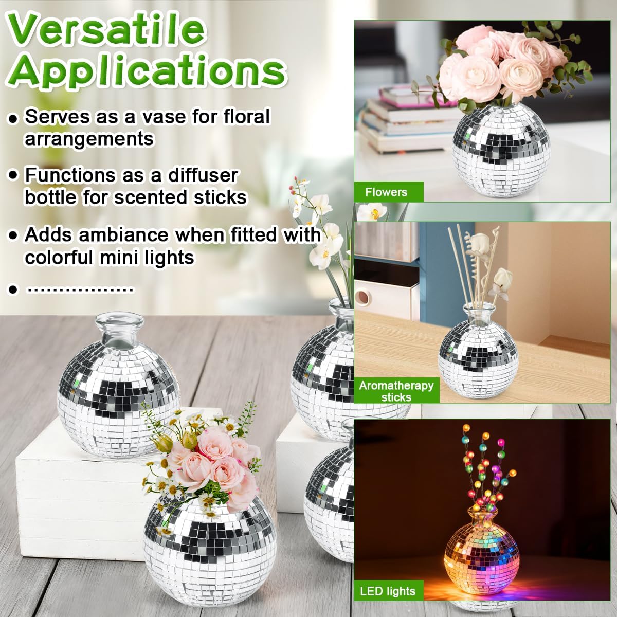 6 Stück Discokugel Mini-Vasen