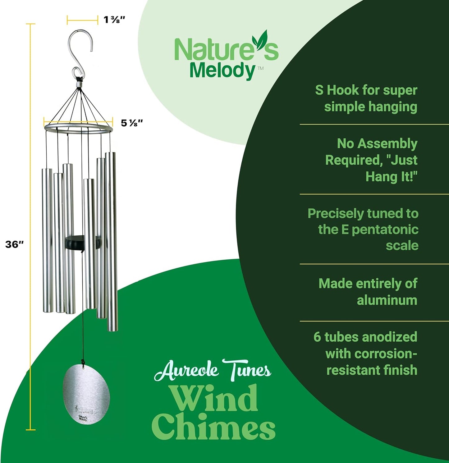 Windspiel Aureole Tunes 36 Aluminium 91 cm, 91,4 cm (36 zoll) Silber