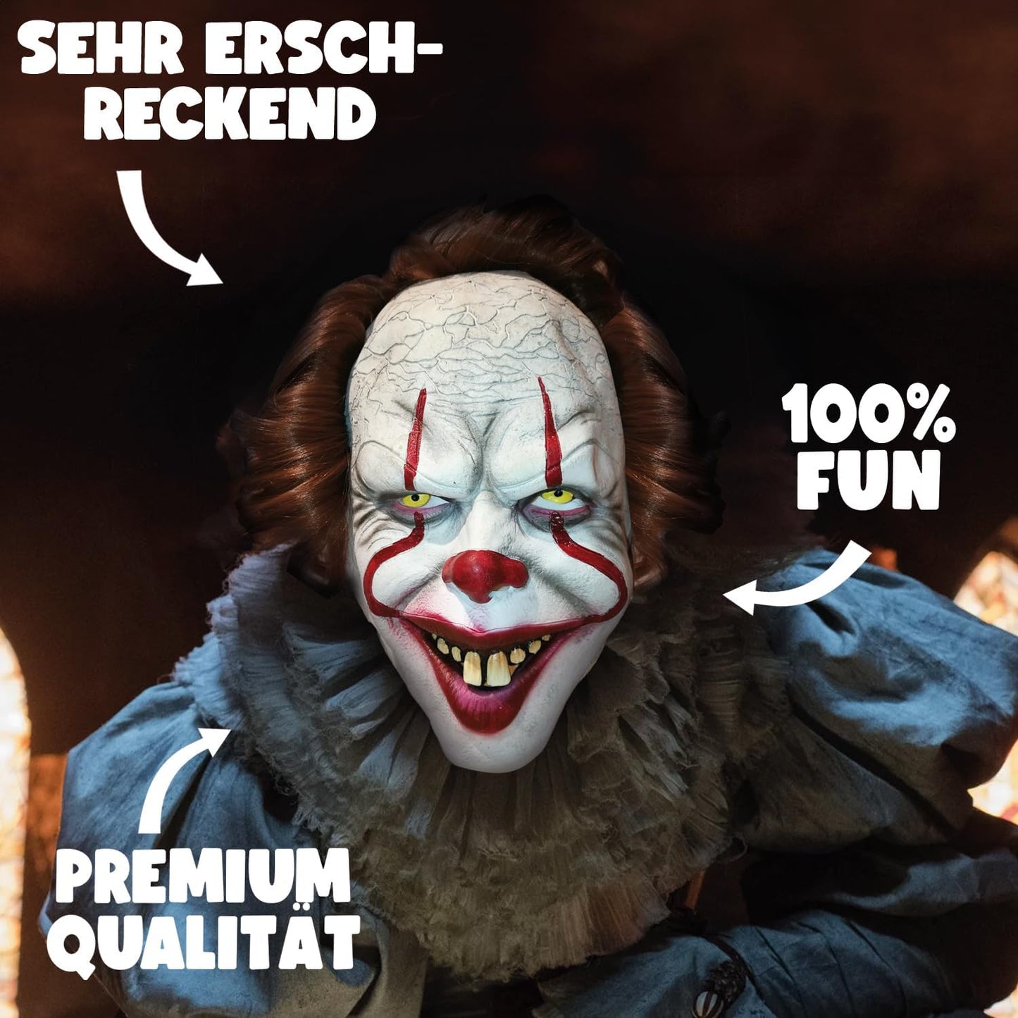 Latexclown Maske, Bak