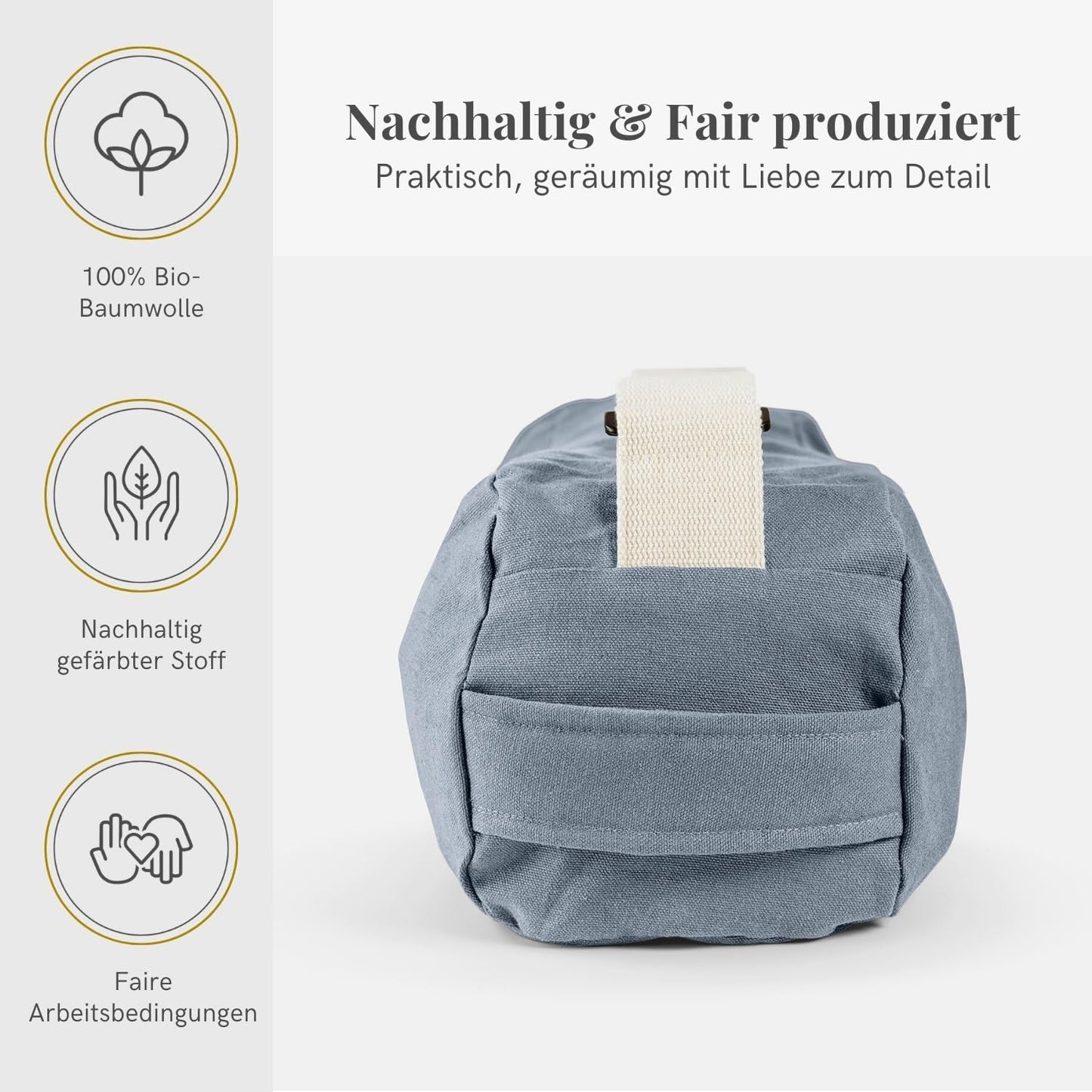 Yogatasche Pune aus Bio-Baumwolle 72 cm, Indigo Dust
