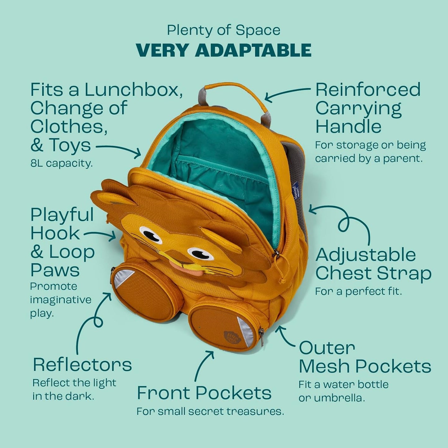 Kindergartenrucksack Grosser Freund, 8 L Löwe - Gelb