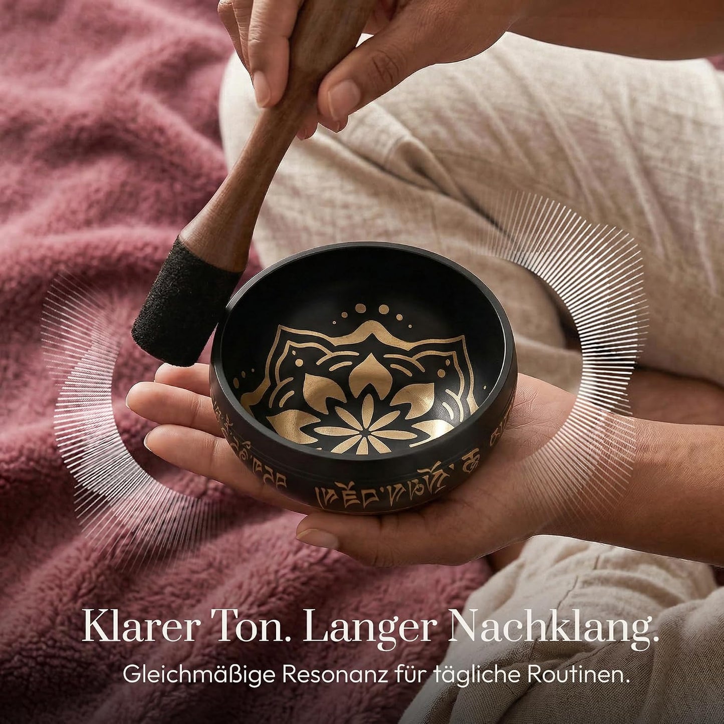 Klangschalen-Set mit Kissen & Klöppel, Kohleschwarz Mit Tasche