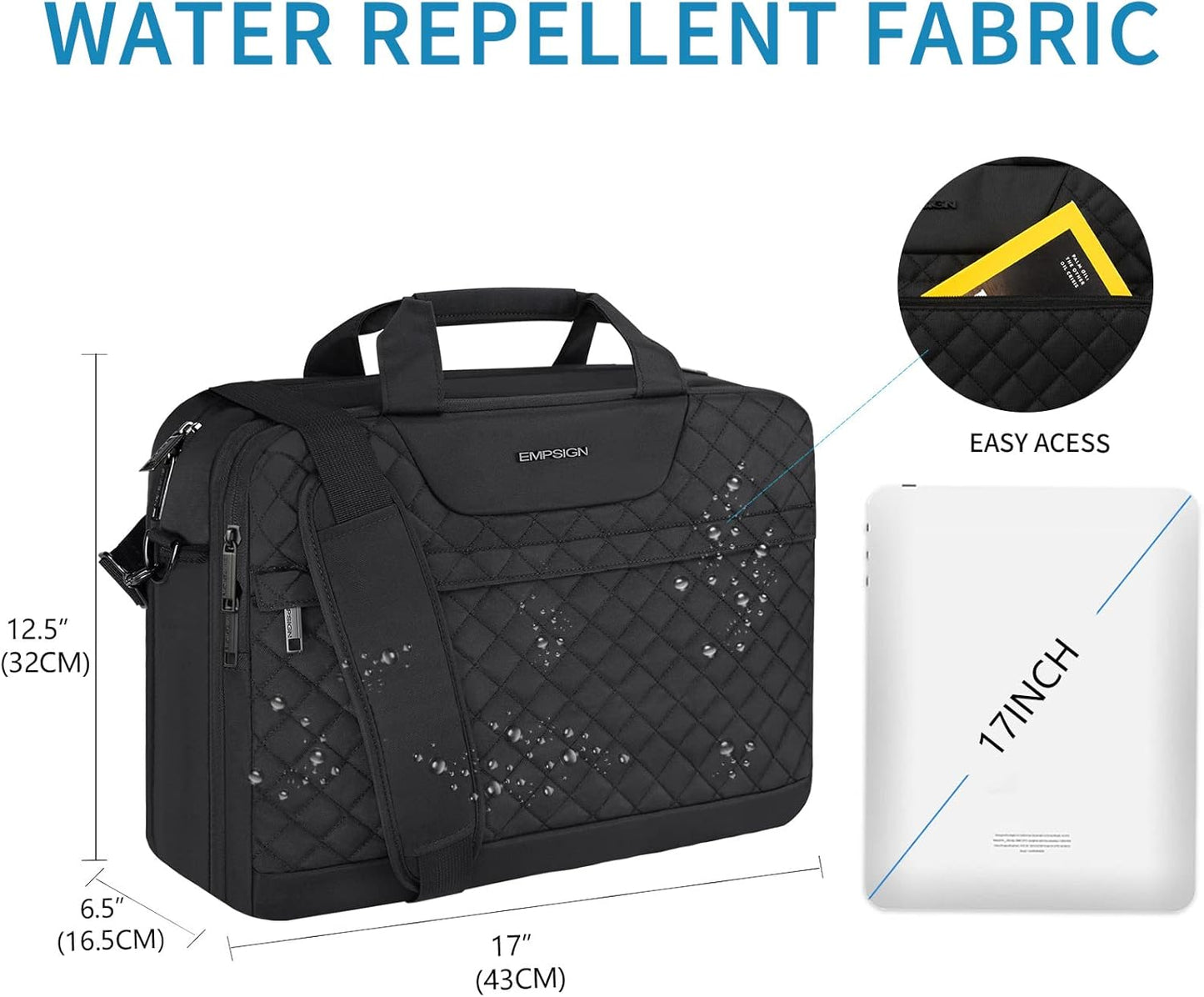 Business Laptoptasche, Gestepptes Schwarz