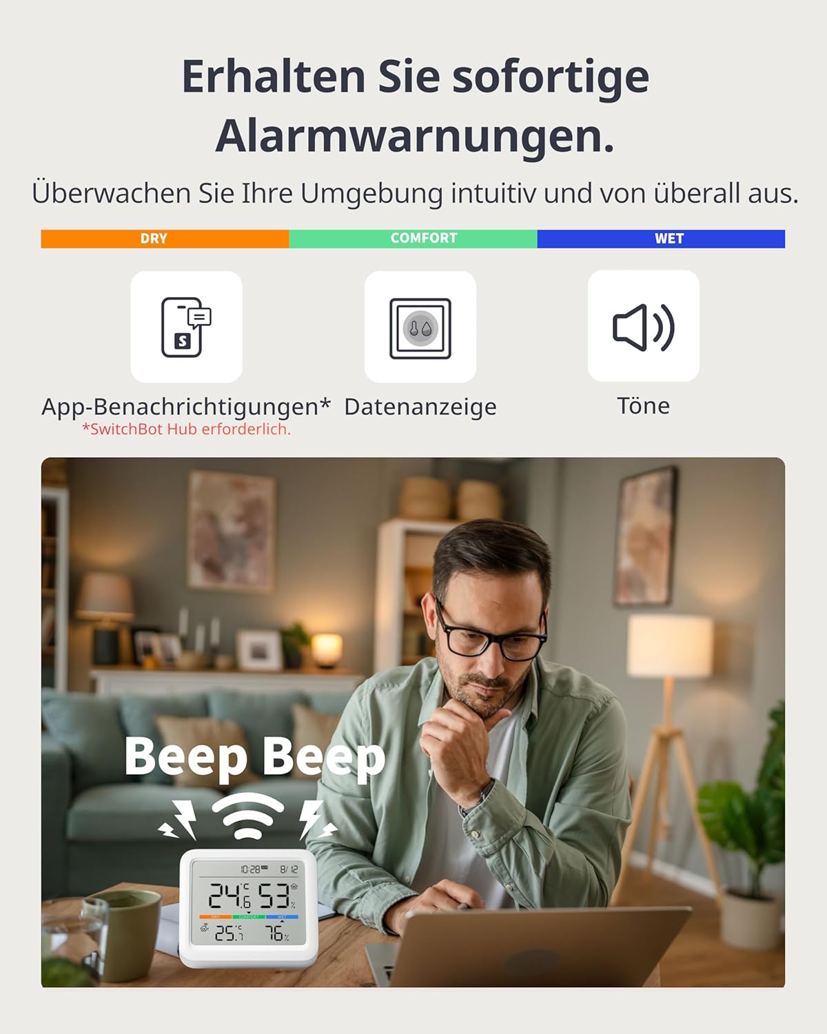 Temperatursensor mit Datum/Wettervorhersage/Intelligenter Warnung