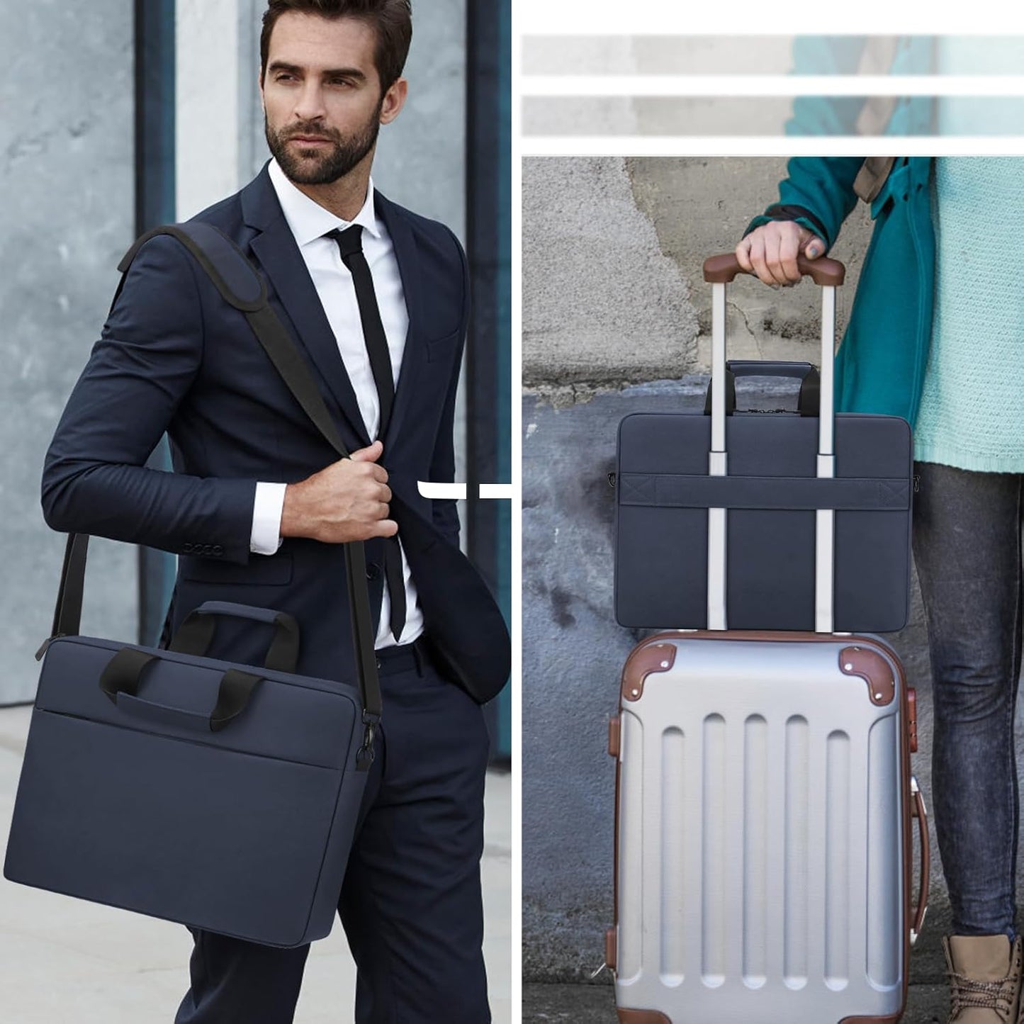 Laptoptasche, Stossfest, Wasserdicht, Dunkelblau 17-17,3 Zoll