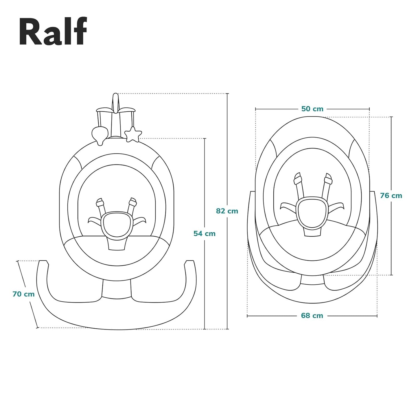 2-in-1 Babywippe und Liegestuhl - Ralf, ‎Grau Weiss