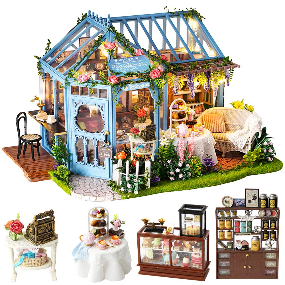 Puppenhaus Miniatur-Kit mit Möbeln und Musik, Rose Garden Tea House