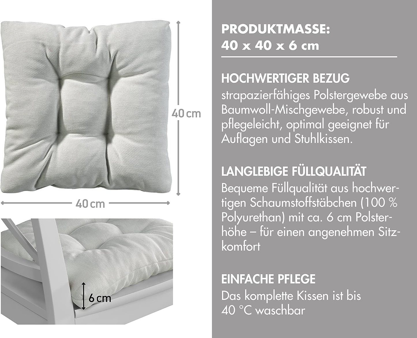 2-teiliges Sitzkissen-Set, 40x40 cm 2er Set Türkis