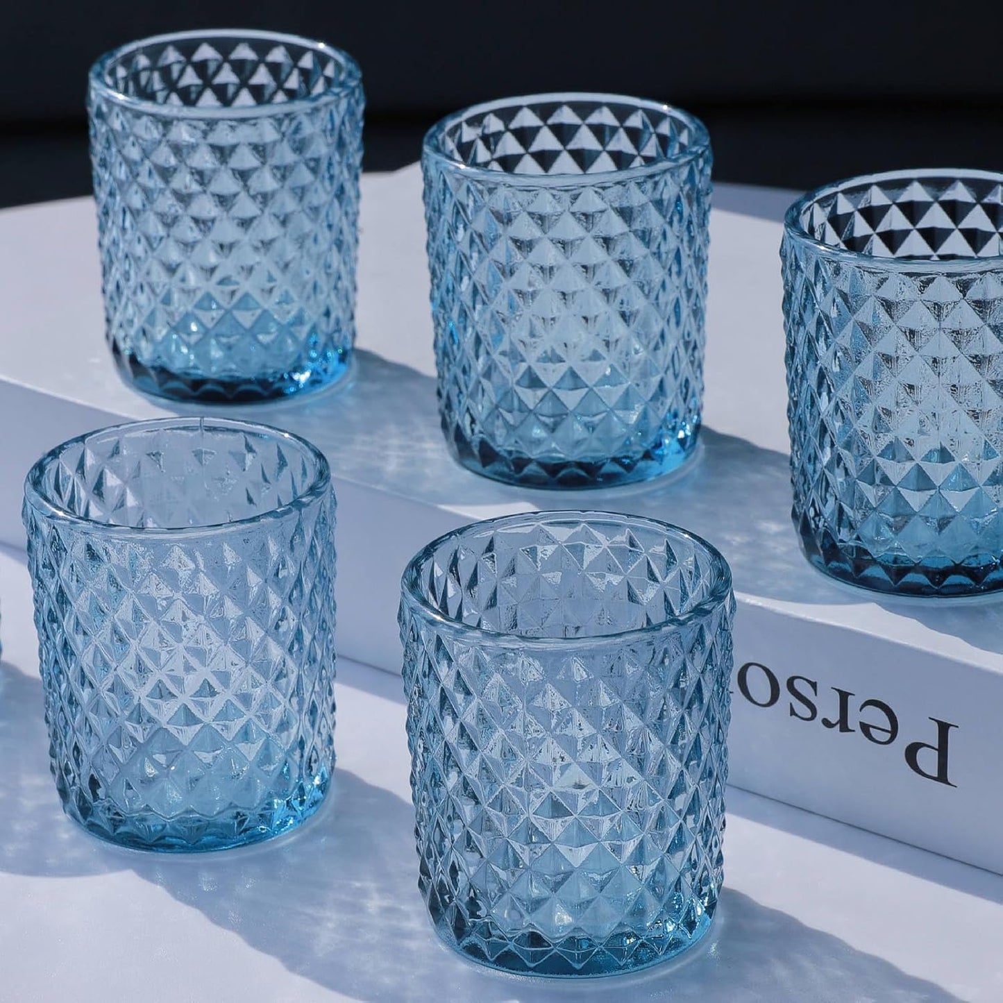 Teelichtgläser-Set (12 Stück), Blau 12