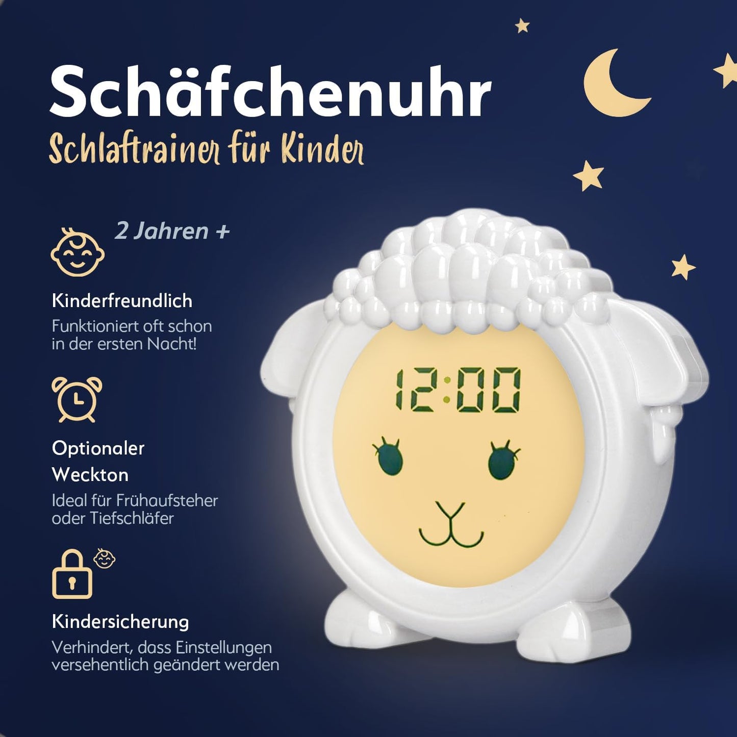 Schlaftrainer Lernwecker für Kinder mit Nachtlicht