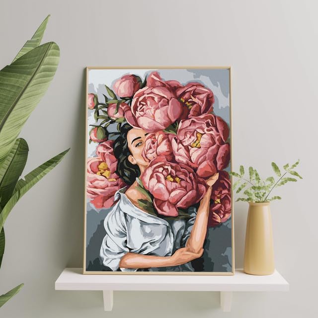 Malen nach Zahlen Set 40x50 cm, Frau In Päonien