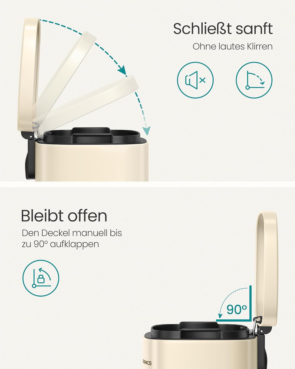 Treteimer LTB050A02 mit Softclose-Deckel, sandbeige 50 L
