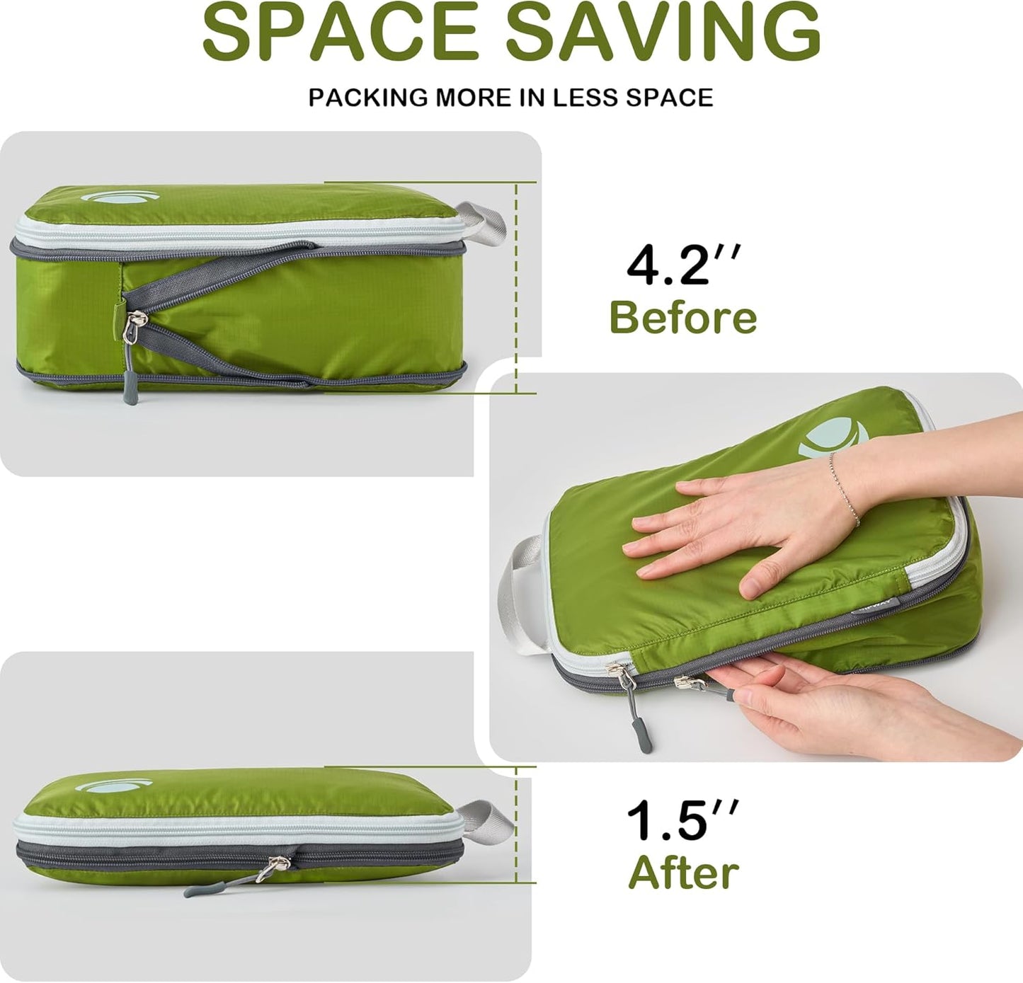 Kompressions-Packing-Cubes Set, 6PCS Grün