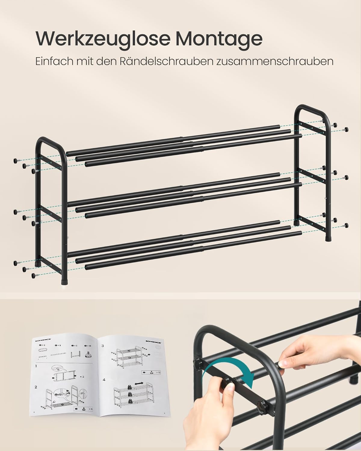 Ausziehbares Schuhregal, 3 Ebenen