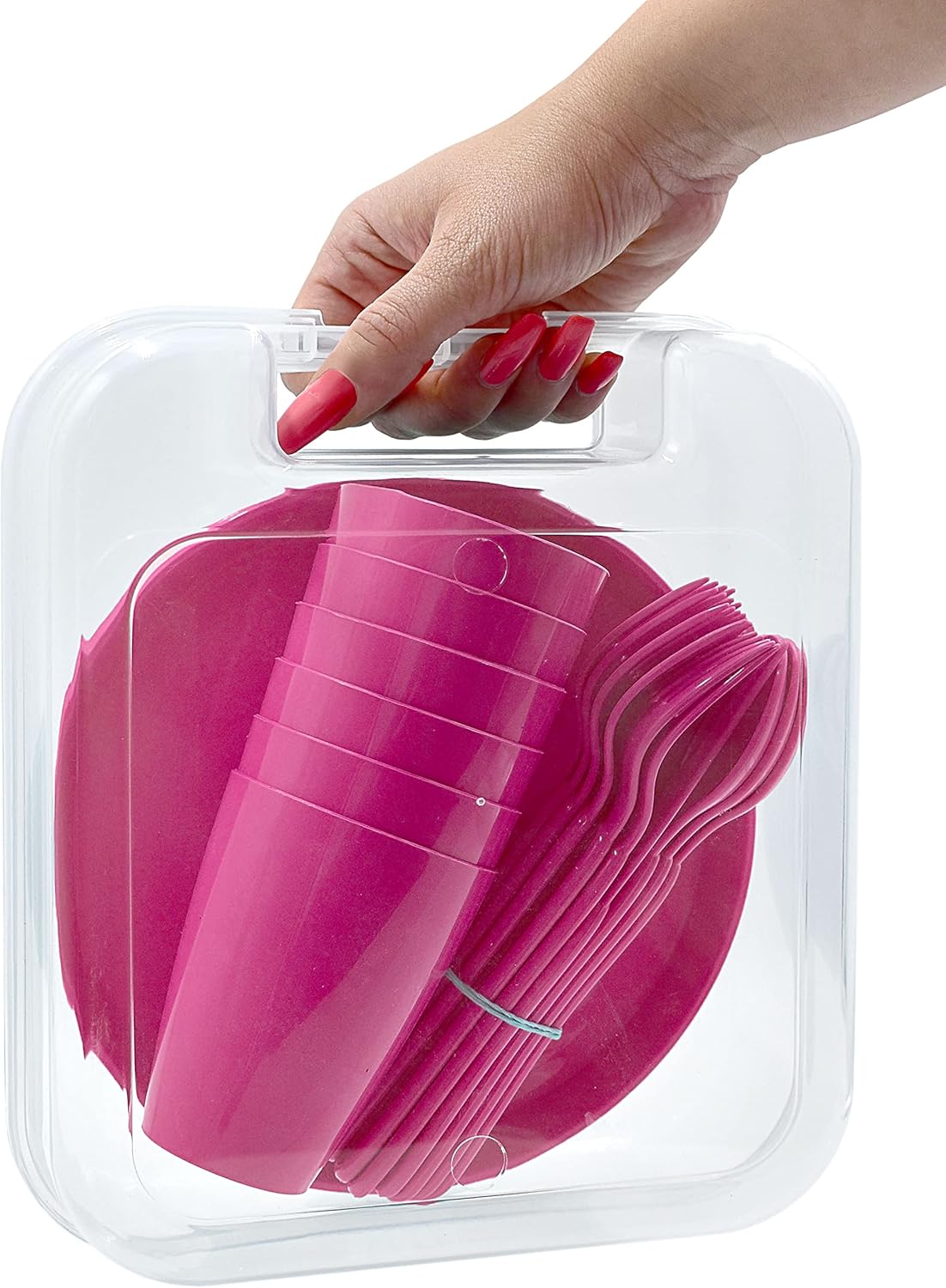 Picknick-Set mit Geschirr für 6 Personen (31-teilig), Pink