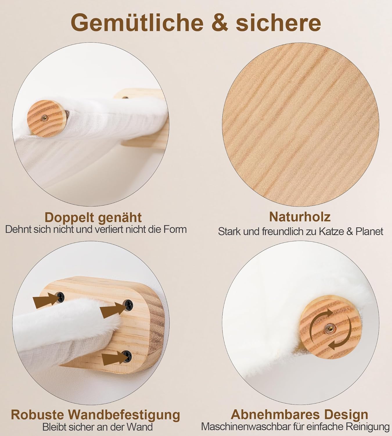Kletterwand-Set für Katzen mit Hängematte und Stufen, 1PC Hängematte+2PC Vier Stufen