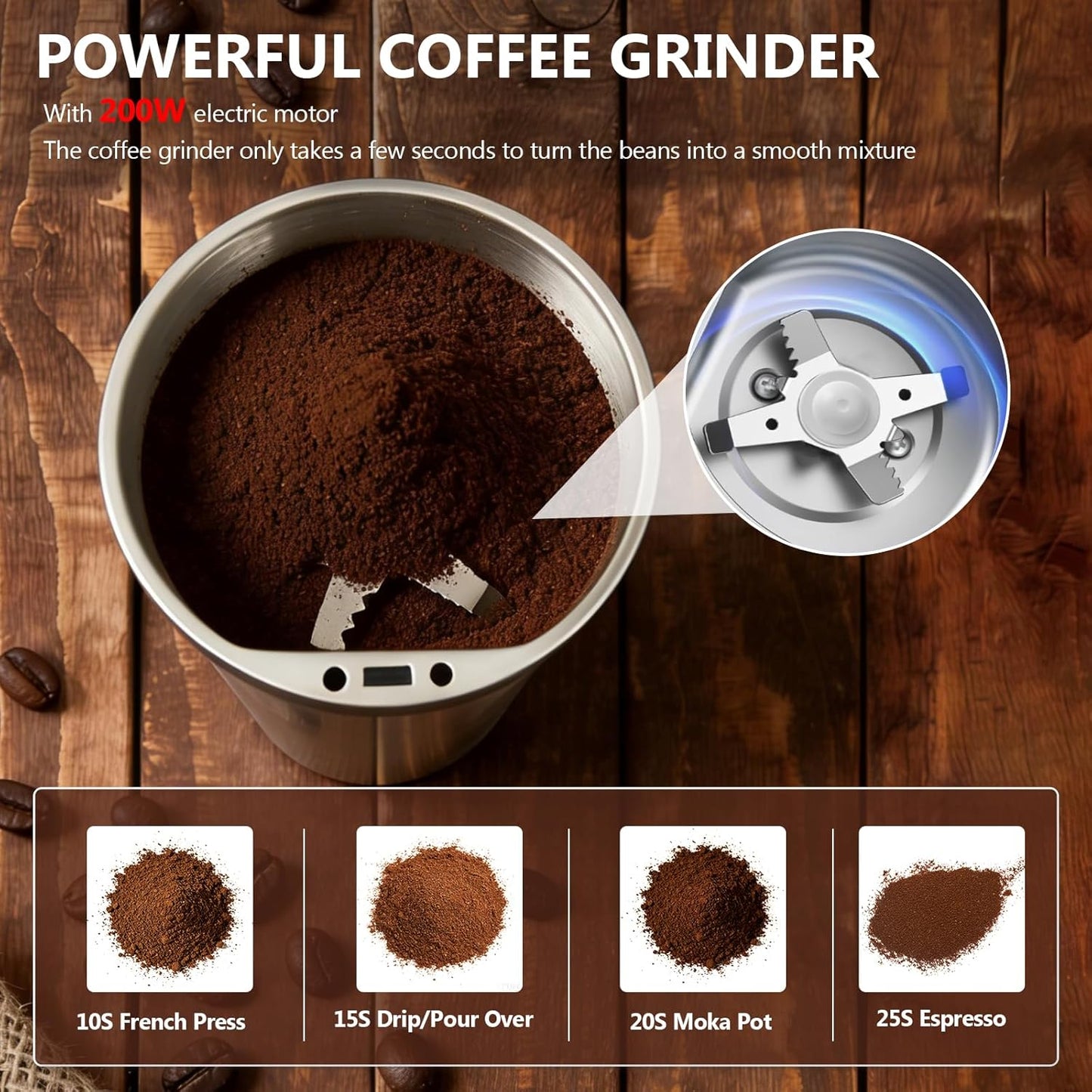 Elektrische Kaffeemühle mit Edelstahlklinge