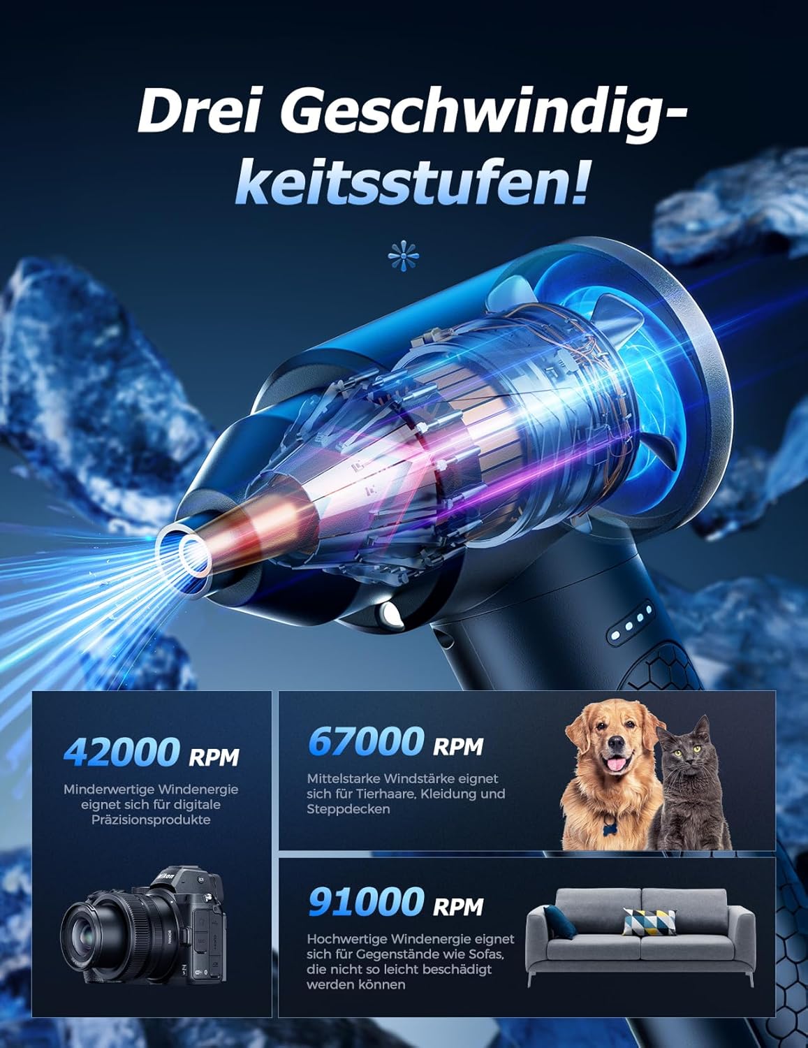 Elektrisches Druckluft Staubgebläse AD35 mit Akku, AD35