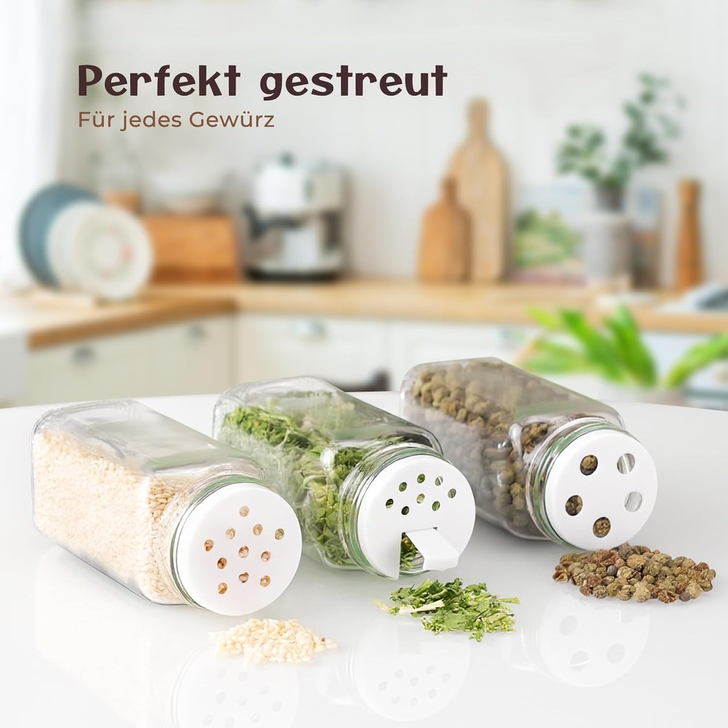 24-teiliges Gewürzgläser-Set, Schwarze Deckel