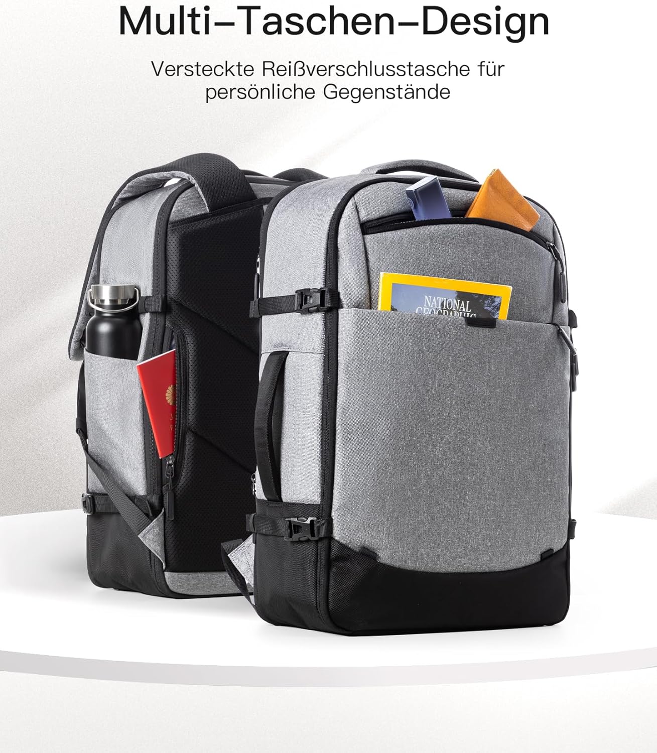 Erweiterbarer Reiserucksack BP03006, Grau 46.2 L