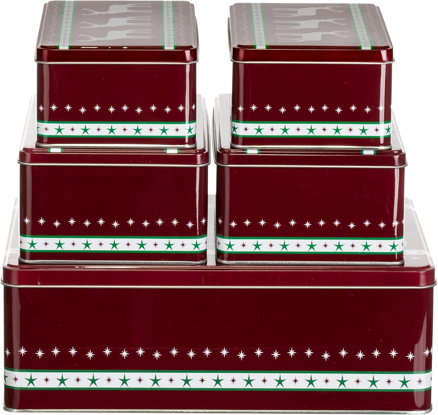 Keksdosen-Set mit Rentiermotiv (5-teilig), 5er Set Rentier