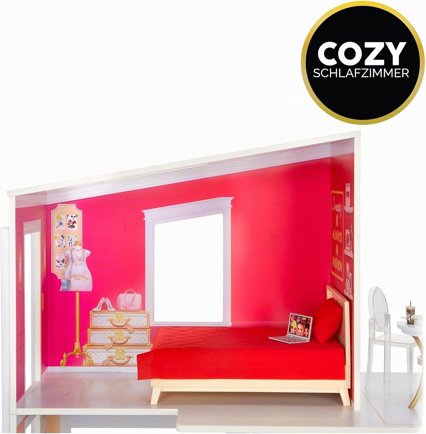 3-stöckiges Holzpuppenhaus mit Lift, 2023 Rainbow High Townhouse