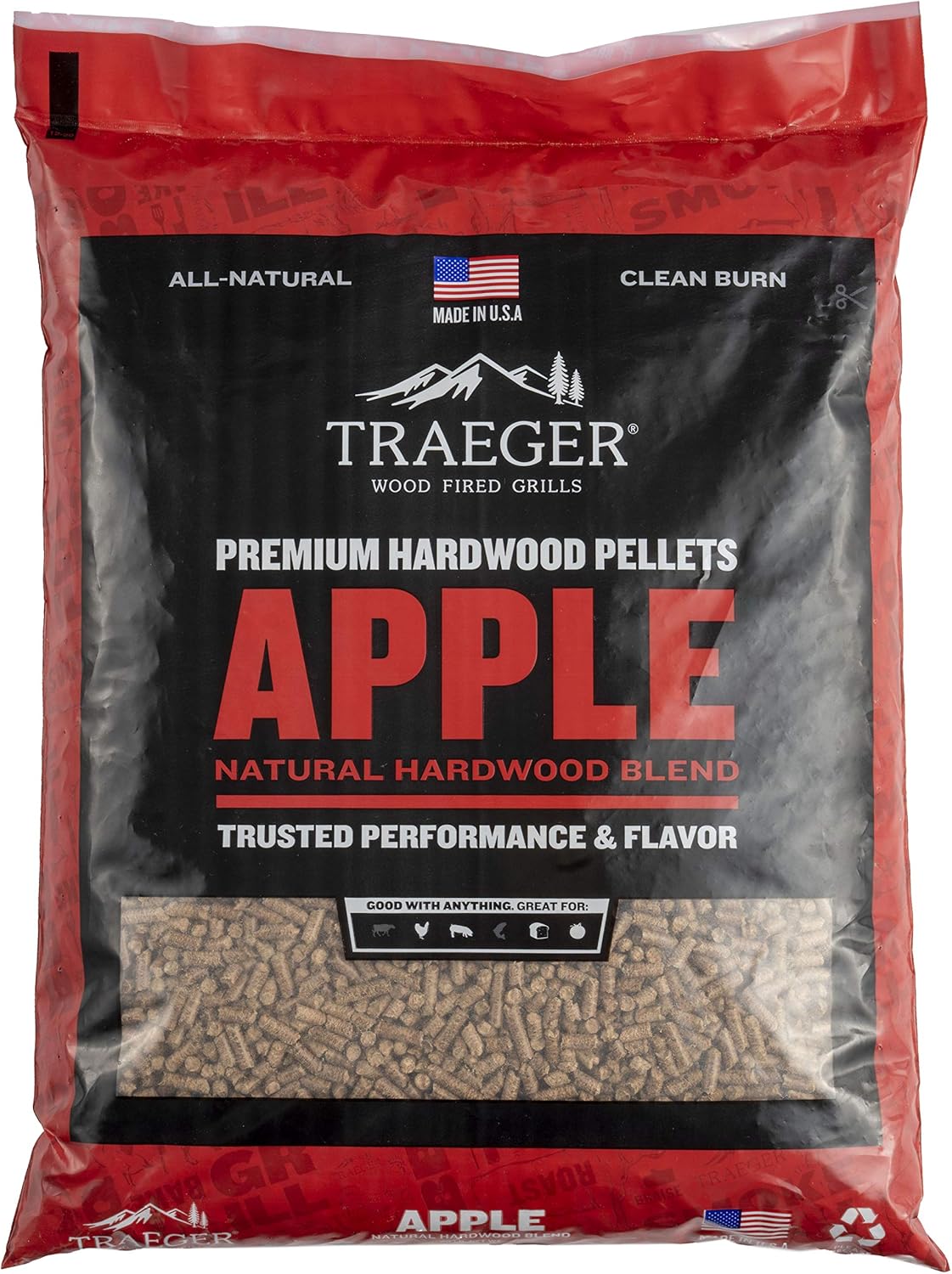 Apfel Naturholzpellets für Smoker und Grill, Apfel 9 kg