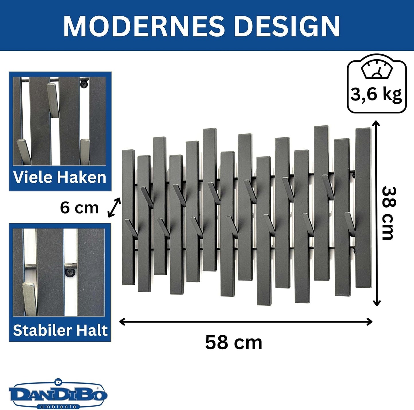 Wandgarderobe mit Hakenleiste