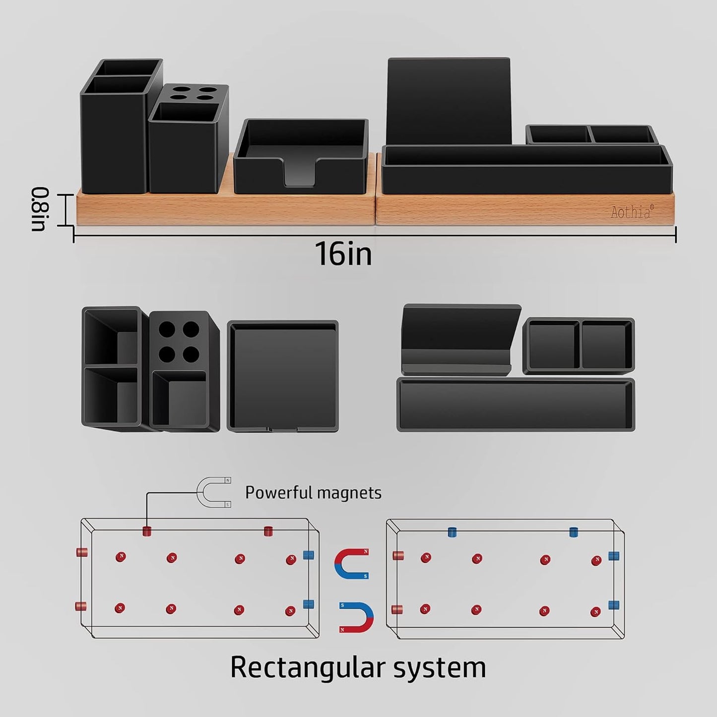 Verstellbarer Tischorganizer, Schwarz