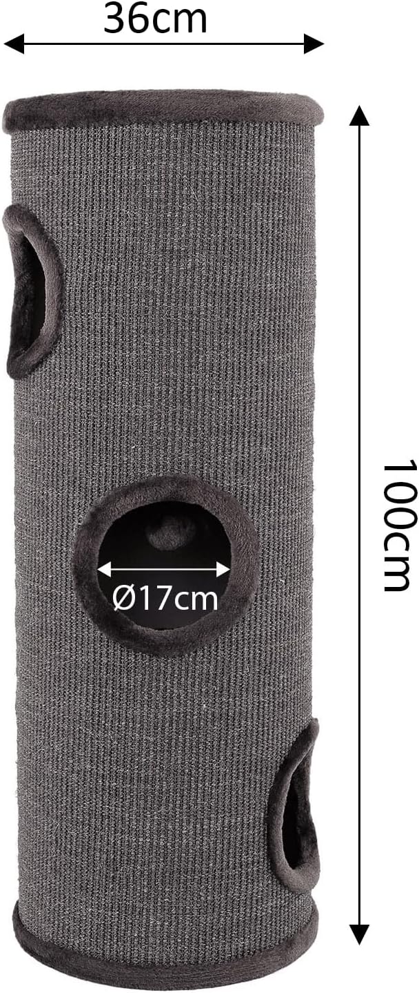 Kratztonne mit Spielball & Verstecken, Grau 100 cm Höhe