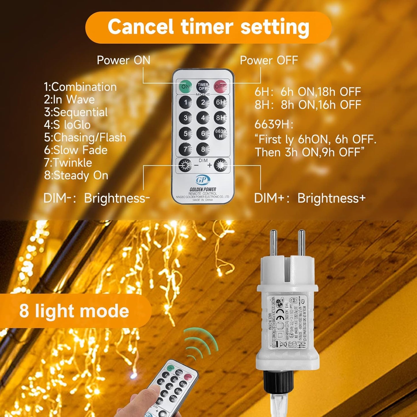 Eisregen Lichterkette, Warmweiss 15M 660LED