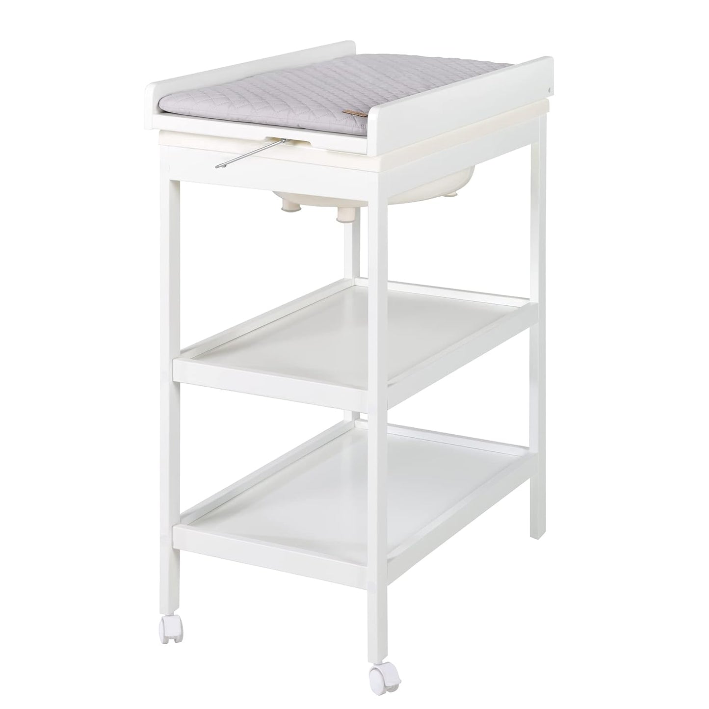 Bade-Wickelkombination mit Badewanne, Weiss / Style grau - Klappbar