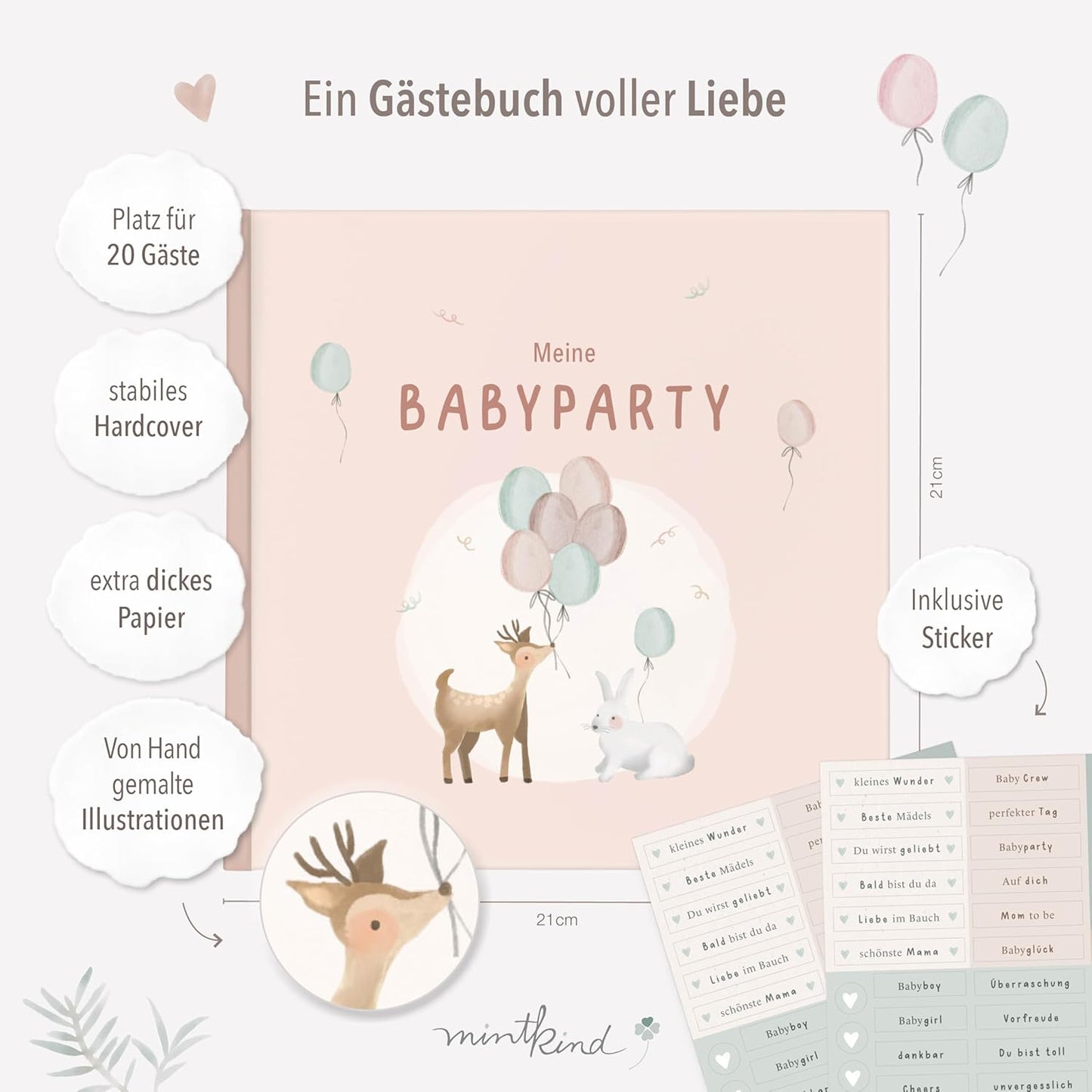 Gästebuch für Babyparty, Babyparty Rosa