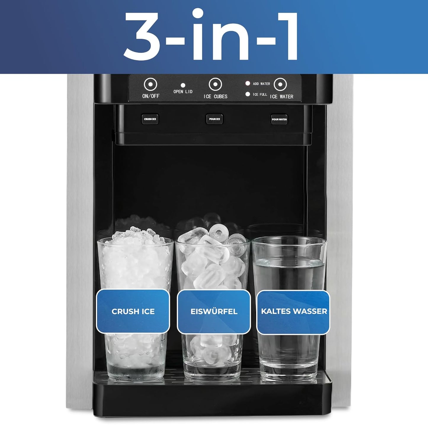 3-in-1 Eiswürfel- und Wasserspender