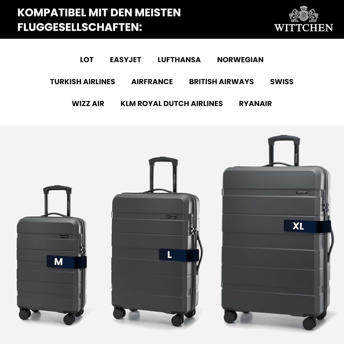 Handgepäckkoffer mit TSA Schloss, Dunkelgrau Kosmetikkoffer