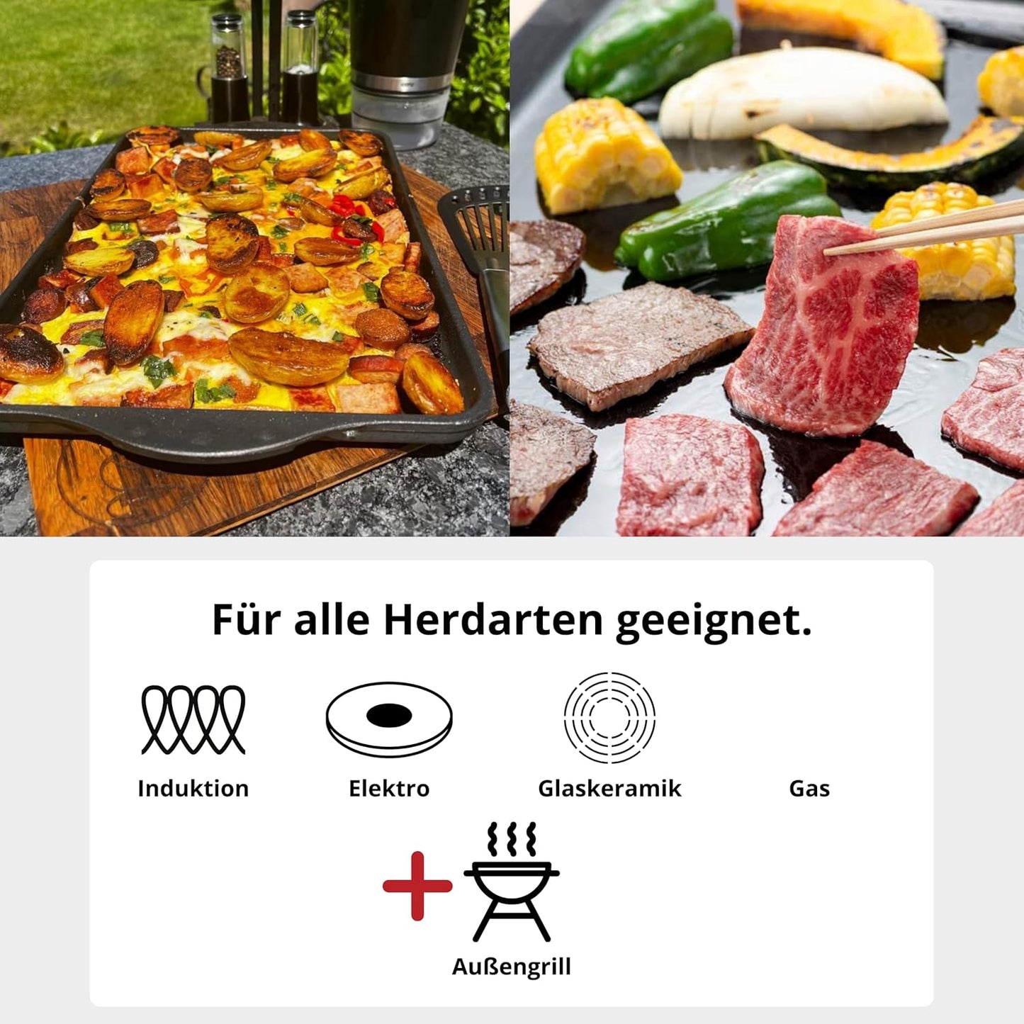 Teppanyaki Grillplatte, XXL glatt 43x28cm