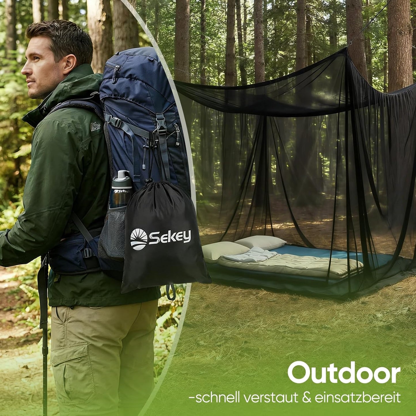 XXL-Moskitonetz für Outdoor, Schwarz 300 x 300 x 250 cm 1