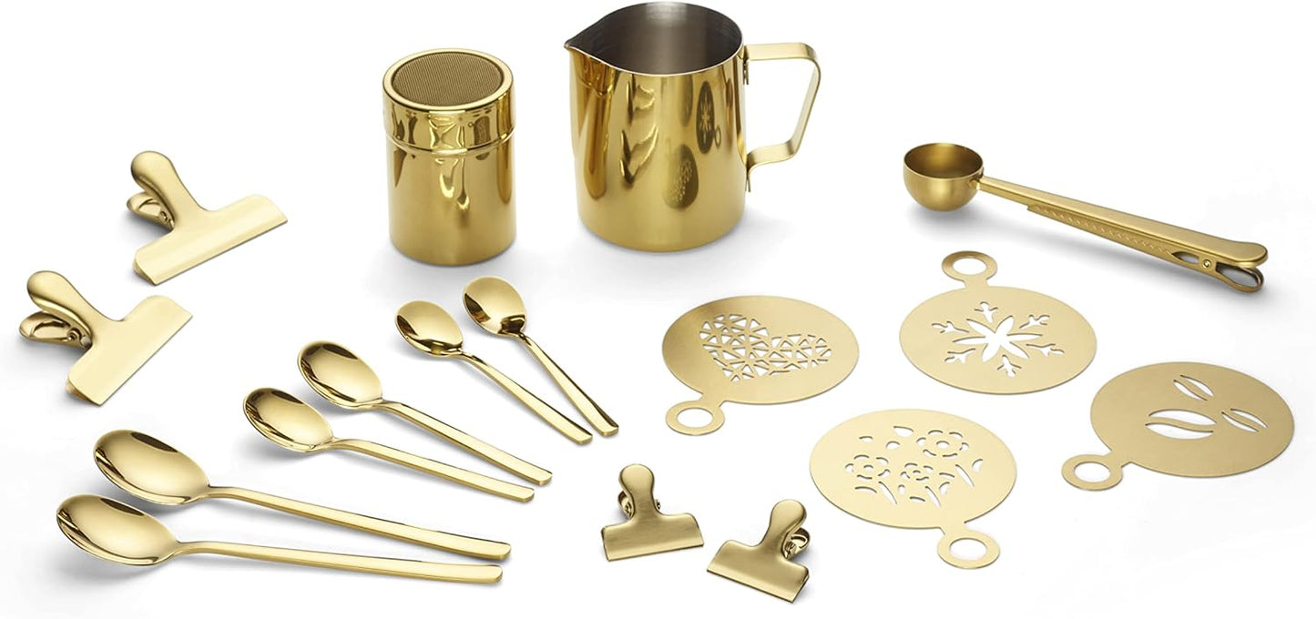 23-teiliges Kaffeezubehör-Set, Gold-edition 350 ml